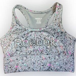 Reebok SMALL S Renew Long Line Medium Impact Sports Bra paint splatter